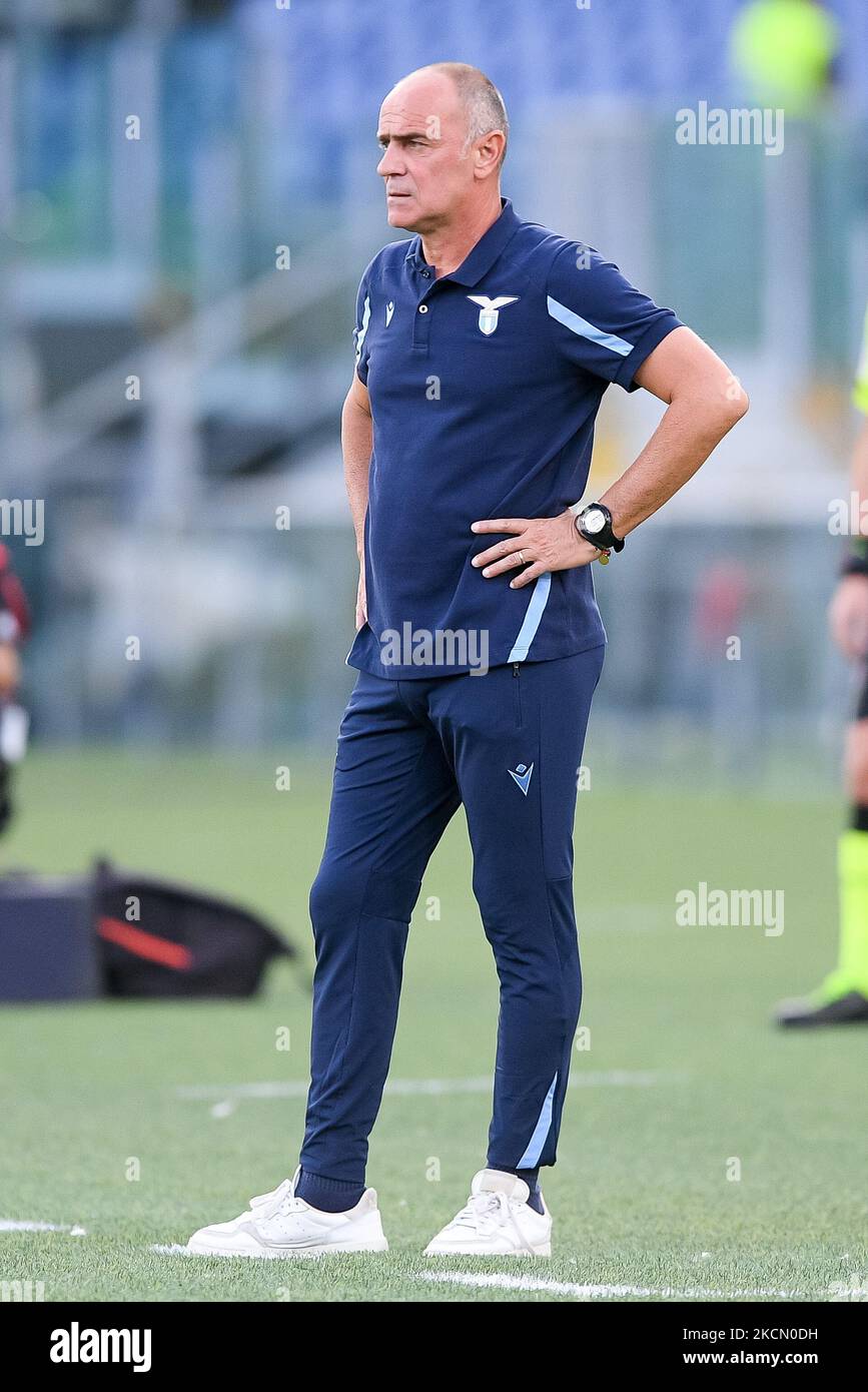 Giovanni Martussello deuxième entraîneur de SS Lazio regarde pendant la série Un match entre SS Lazio et Cagliari Calcio au Stadio Olimpico, Rome, Italie, le 19 septembre 2021. (Photo de Giuseppe Maffia/NurPhoto) Banque D'Images