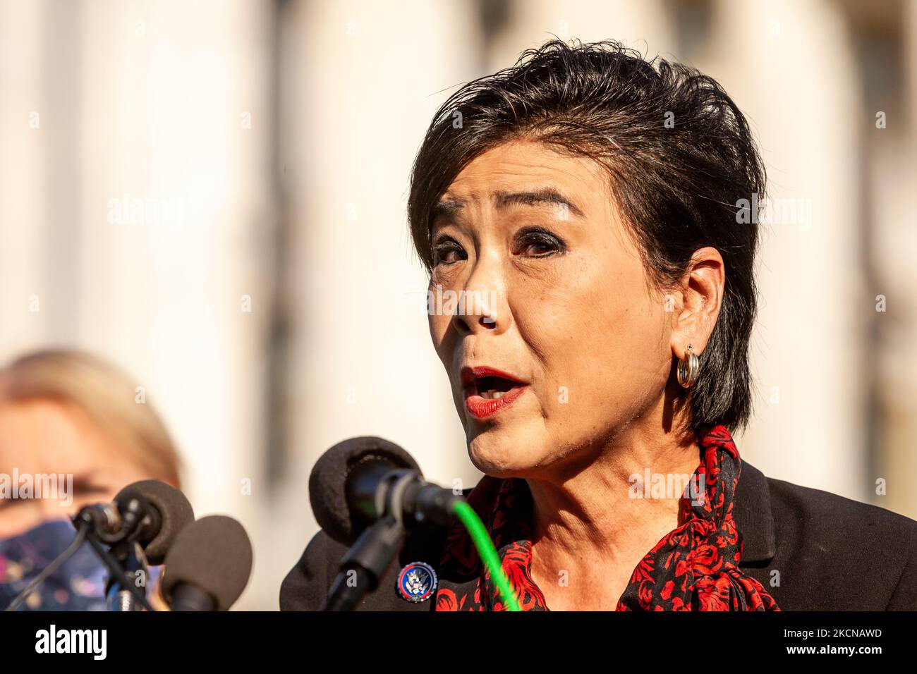 La congresseure Judy Chu (D-CA), auteure principale et commanditaire de la loi sur la protection de la santé des femmes, lors d'une conférence de presse avant le vote de la Chambre des représentants sur le projet de loi. La loi établit une garantie fédérale du droit de demander un avortement. Il codifierait effectivement la décision Roe c. Wade de la Cour suprême de 1973 selon laquelle les femmes ont droit à l'accès à l'avortement, ce qui éviterait l'inversion largement attendue de cette décision dans une affaire à venir impliquant des limites à l'avortement dans l'État de Missisppi. (Photo d'Allison Bailey/NurPhoto) Banque D'Images La congresseure Judy Chu (D-CA), auteure principale et commanditaire de la loi sur la protection de la santé des femmes, lors d'une conférence de presse avant le vote de la Chambre des représentants sur le projet de loi. La loi établit une garantie fédérale du droit de demander un avortement. Il codifierait effectivement la décision Roe c. Wade de la Cour suprême de 1973 selon laquelle les femmes ont droit à l'accès à l'avortement, ce qui éviterait l'inversion largement attendue de cette décision dans une affaire à venir impliquant des limites à l'avortement dans l'État de Missisppi. (Photo d'Allison Bailey/NurPhoto) Banque D'Images