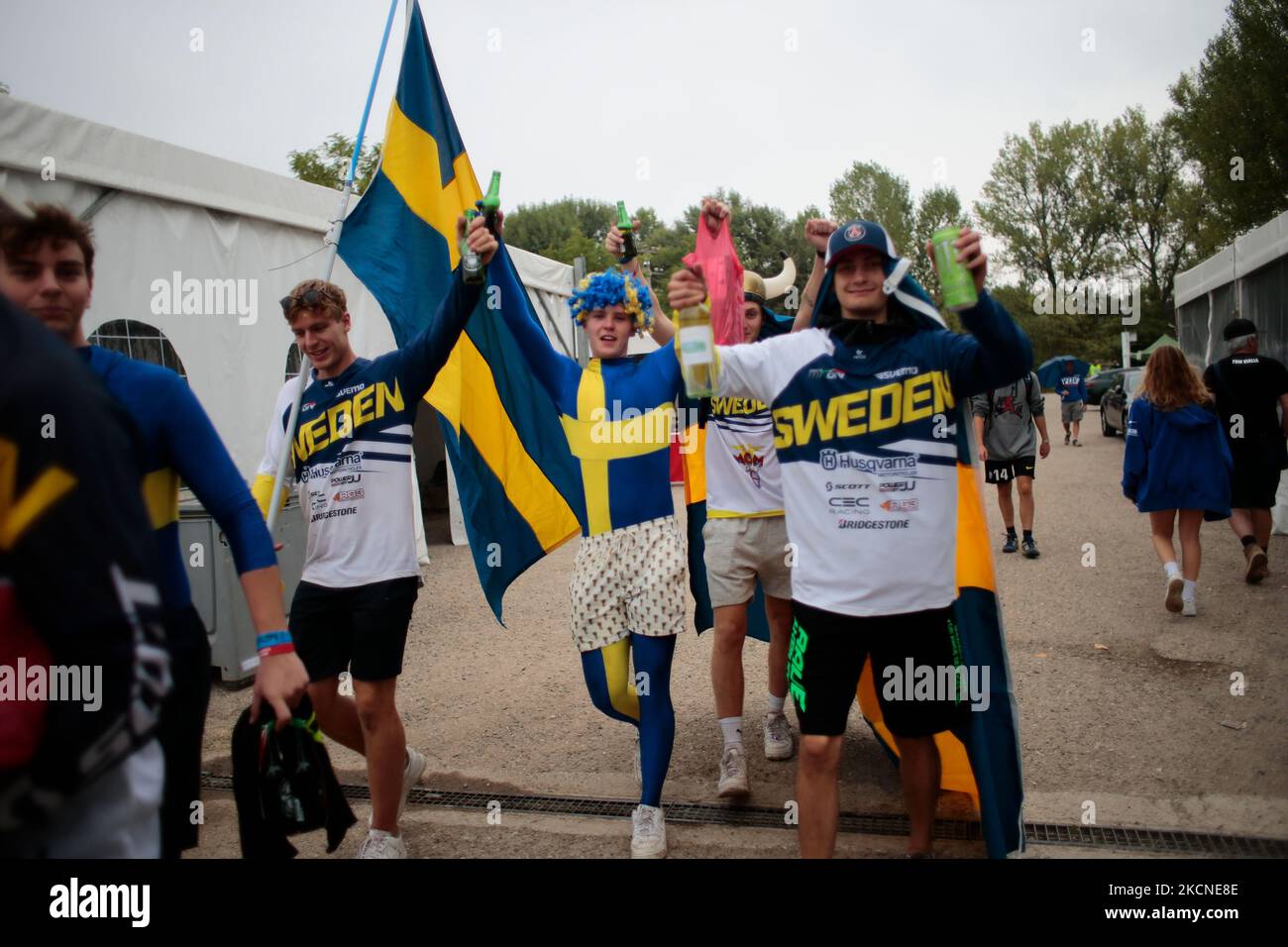 Supporters suédois pendant le MXGP 2021 - Motocross of Nations, 2021, MXoN sur 26 septembre 2021 à Mantova, Italie (photo de Nderim Kacili/LiveMedia/NurPhoto) Banque D'Images