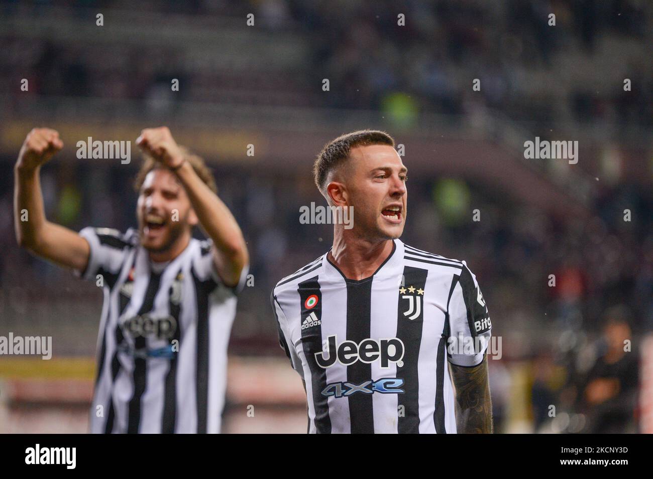 Federico Bernardeschi du Juventus FC fête pendant la série Un match de football entre le Torino FC et le Juventus FC au Stadio Olimpico Grande Torino, à Turin, le 2 octobre 2021, Italie (photo d'Alberto Gandolfo/NurPhoto) Banque D'Images