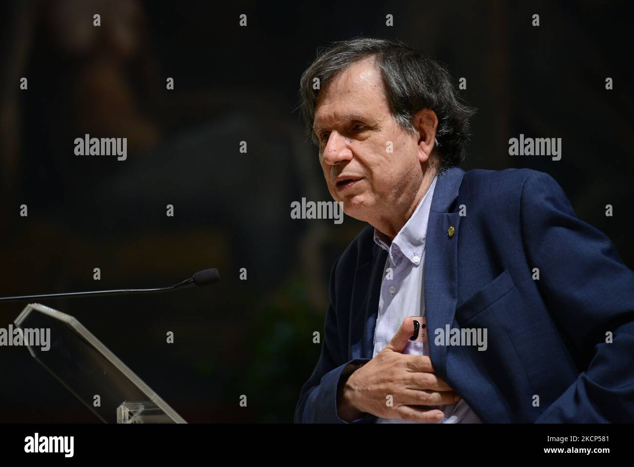 Le Professeur Giorgio Parisi au cours de l'actualité Giorgio Parisi, Prix Nobel de physique, rencontre des professeurs et des étudiants universitaires. Sur 05 octobre 2021 à l'Université de la Sapienza à Rome, Italie (photo de Gloria Imbrogno/LiveMedia/NurPhoto) Banque D'Images