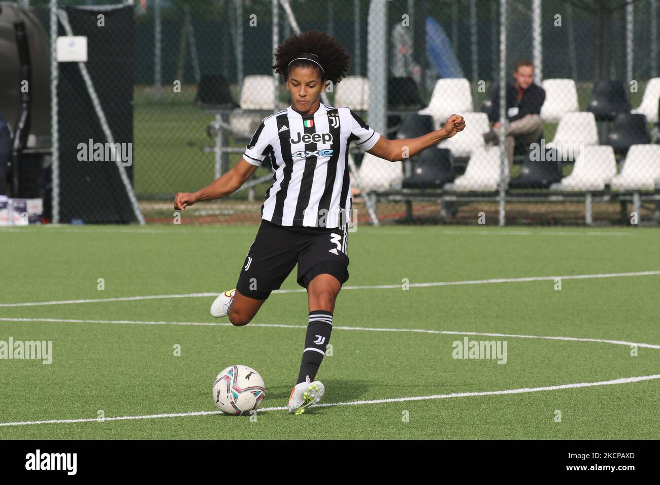 Sara Gama (Juventus Women) pendant le match de football italien série A Women Juventus FC vs Napoli Femminile sur 09 octobre 2021 au centre de formation de Juventus à Turin, Italie (photo par Claudio Benedetto/LiveMedia/NurPhoto) Banque D'Images