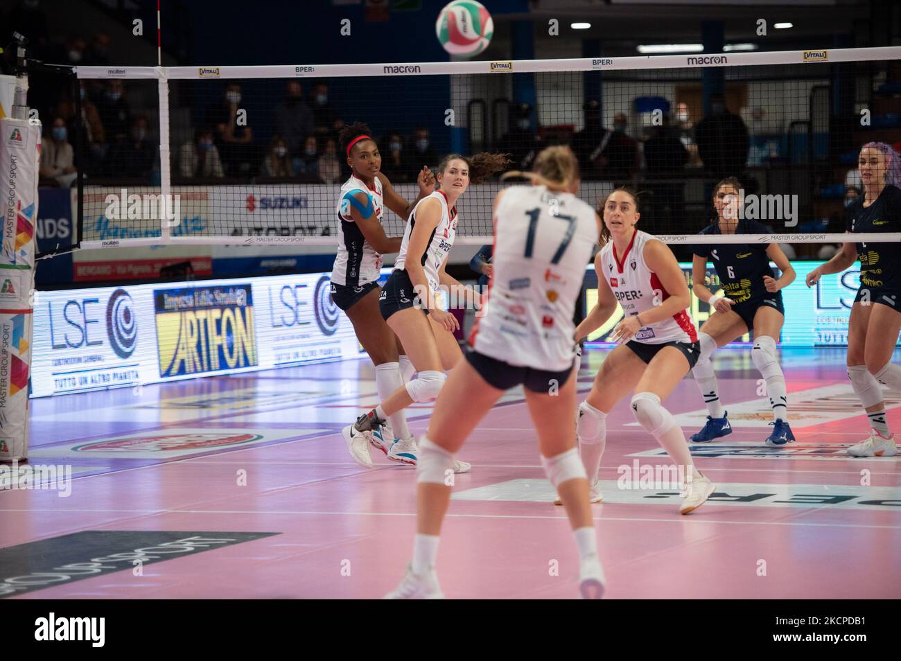 Volley Bergame 1991 pendant le Volleyball Italien série A1 femmes Match Volley Bergame 1991 vs Delta Despar Trentino sur 10 octobre 2021 au Palazzetto dello Sport à Bergame, Italie (photo par Silvia Colombo/LiveMedia/Nuramo) Banque D'Images