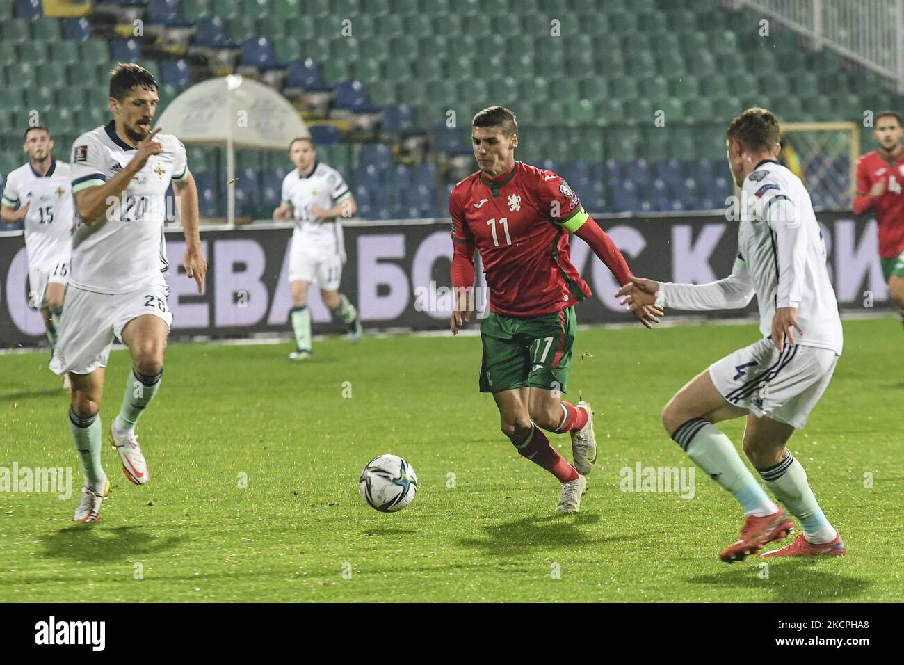 Kiril Despodov de Bulgarie pendant la coupe du monde de la FIFA, Qatar 2022 qualification du groupe de football C entre la Bulgarie et l'Irlande du Nord au stade national de Vasil Levski, à Sofia, Bulgarie sur 12 octobre 2021. (Photo de Georgi Paleykov/NurPhoto) Banque D'Images