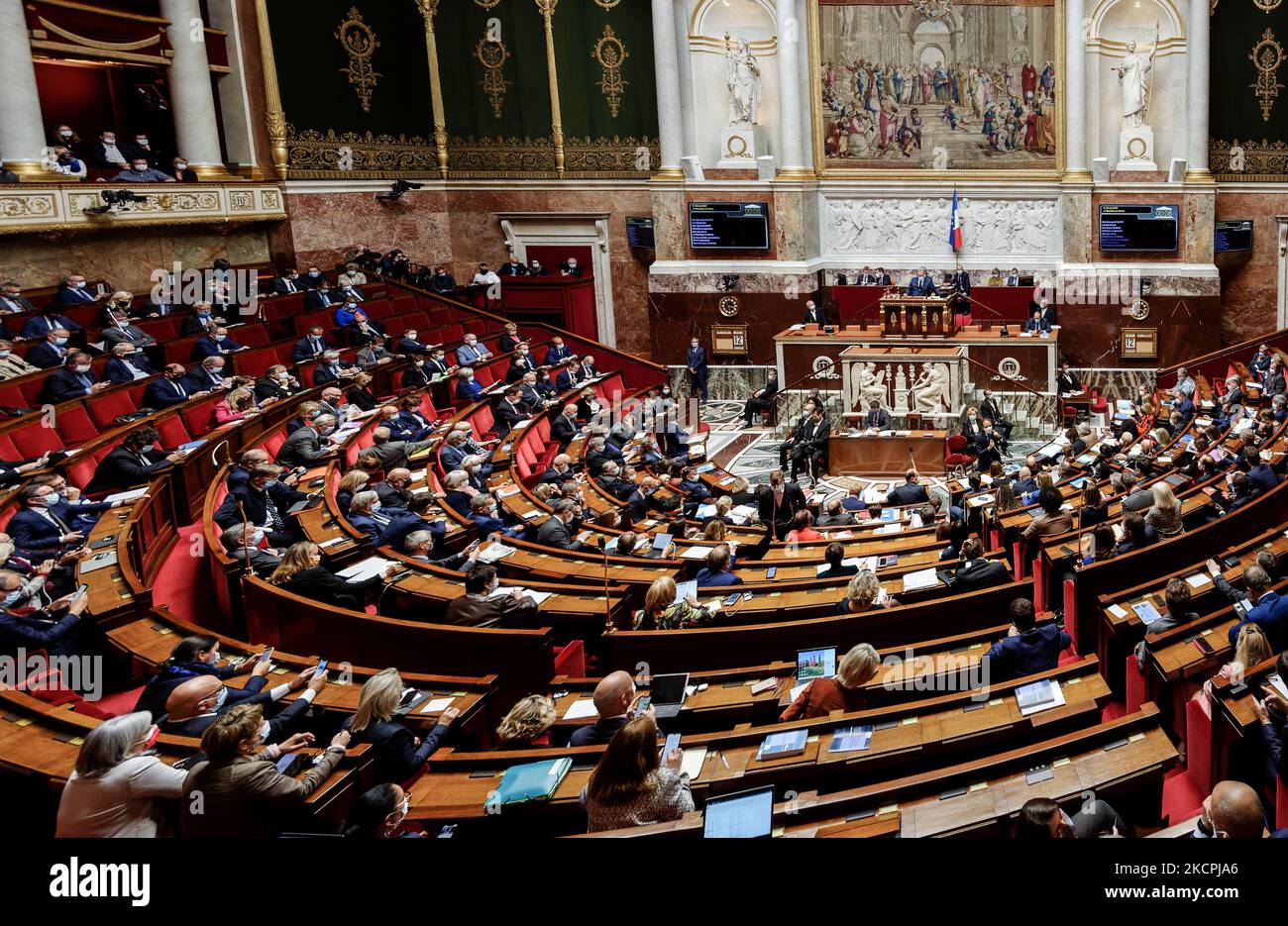 La session de questions au gouvernement à l'Assemblée nationale française - 12 octobre 2021, Paris (photo de Daniel Pier/NurPhoto) Banque D'Images