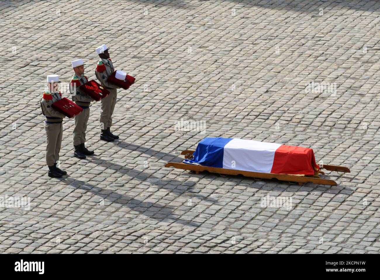 Hommage national à l'Hôtel des Invalides à Hubert Germain - le dernier compagnon de libération de la Seconde Guerre mondiale - qui est mort à l'âge de 101 ans - 15 octobre 2021, Paris (photo de Daniel Pier/NurPhoto) Banque D'Images