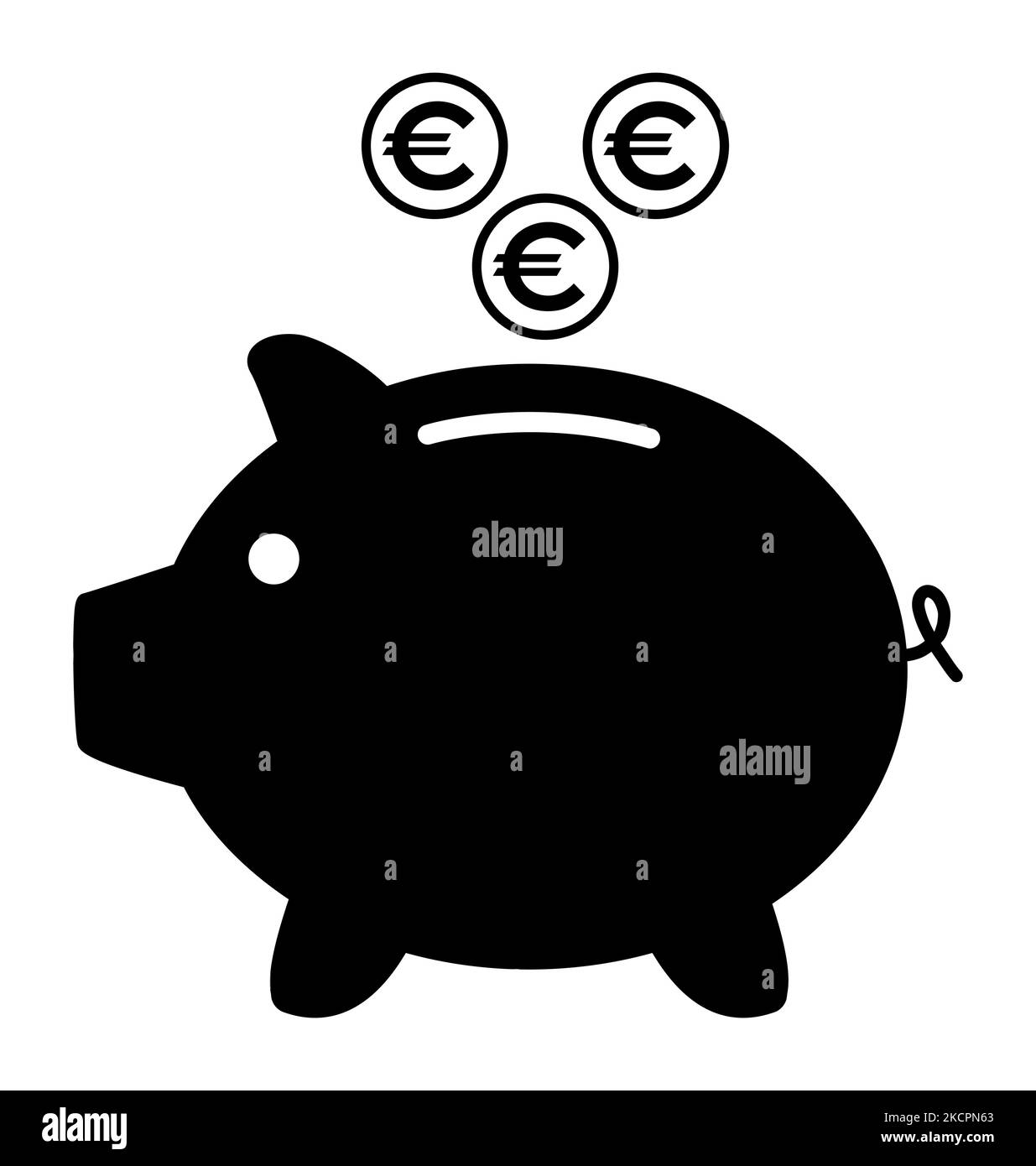 Icône plate de la banque de porc, vecteur de signe avec symbole de web euro. Revenu monétaire, graphique économique bouton . Illustration de Vecteur