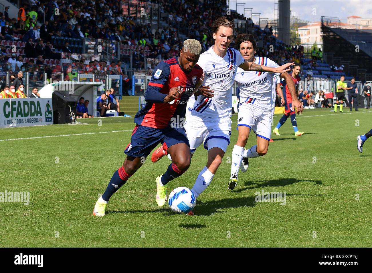 Balde Diao Keita de Cagliari Calcio pendant le football italien série D'un match Cagliari Calcio vs UC Sampdoria sur 17 octobre 2021 à l'Unipol Domus de Cagliari, Italie (photo de Luigi Canu/LiveMedia/NurPhoto) Banque D'Images