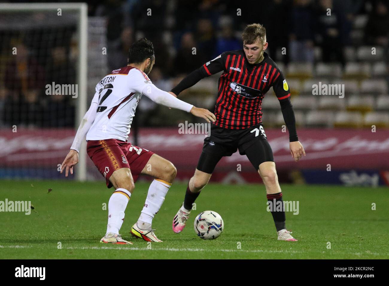 Matty Daly, de Hartlepool, s'est Uni en action lors du match de la Sky Bet League 2 entre Bradford City et Hartlepool s'est Uni au Coral Windows Stadium, Bradford, le mardi 19th octobre 2021. (Photo de will Matthews/MI News/NurPhoto) Banque D'Images