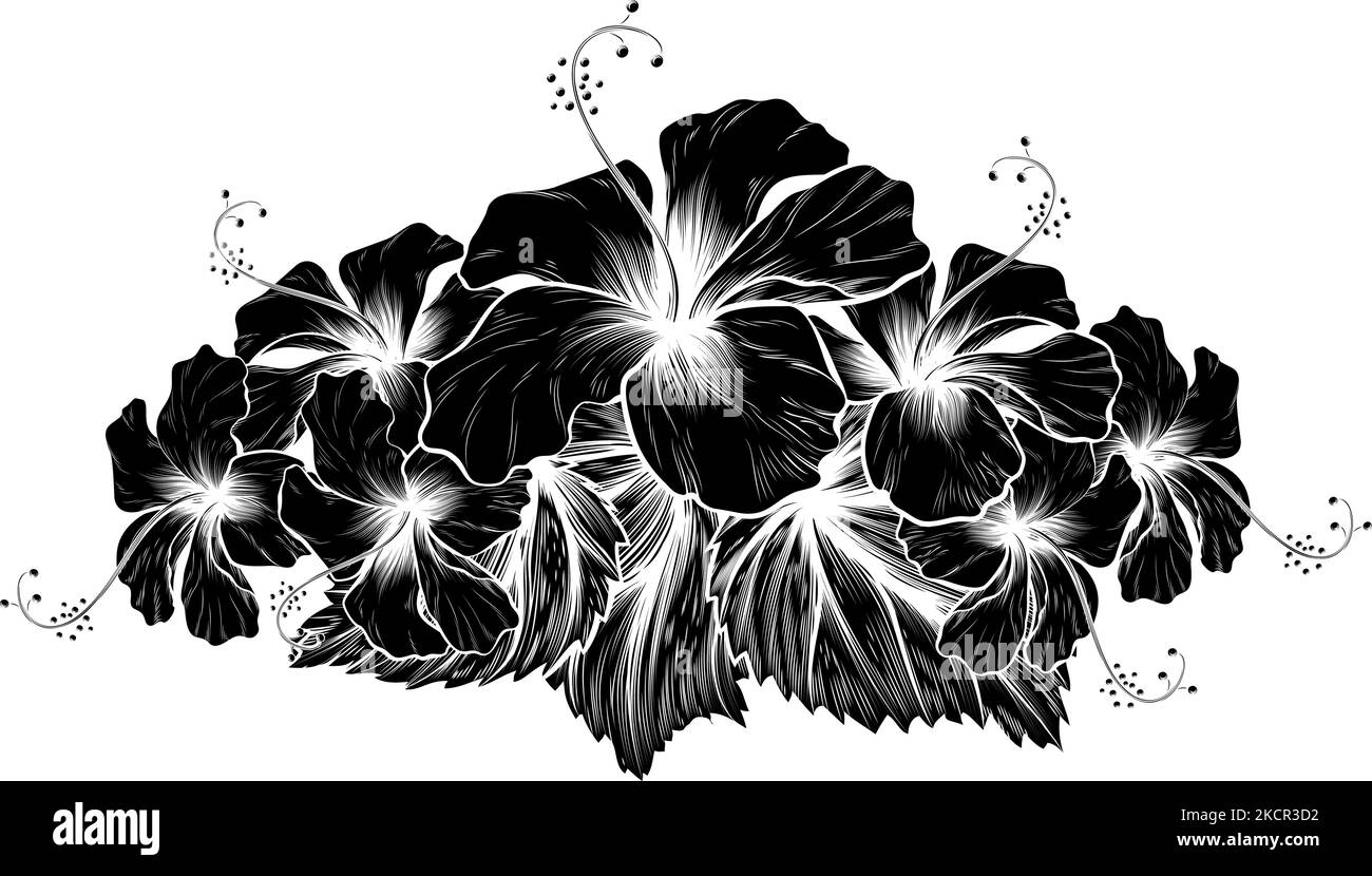 Fleur de silhouette Hibiscus Illustration de Vecteur