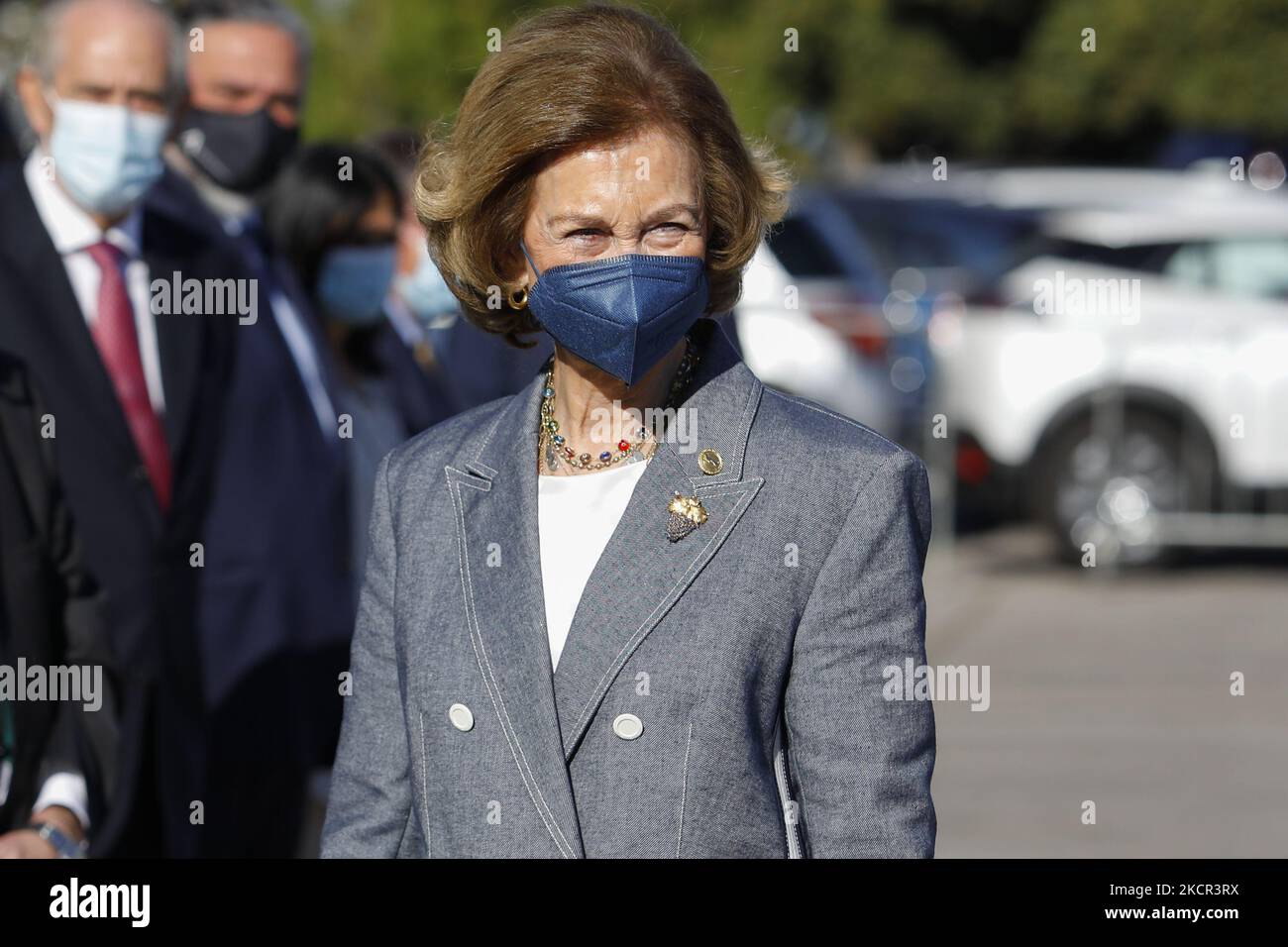 La reine Sofia visite la Banque alimentaire de Grenade sur 20 octobre 2021 à Grenade, en Espagne. (Photo par Álex Cámara/NurPhoto) Banque D'Images