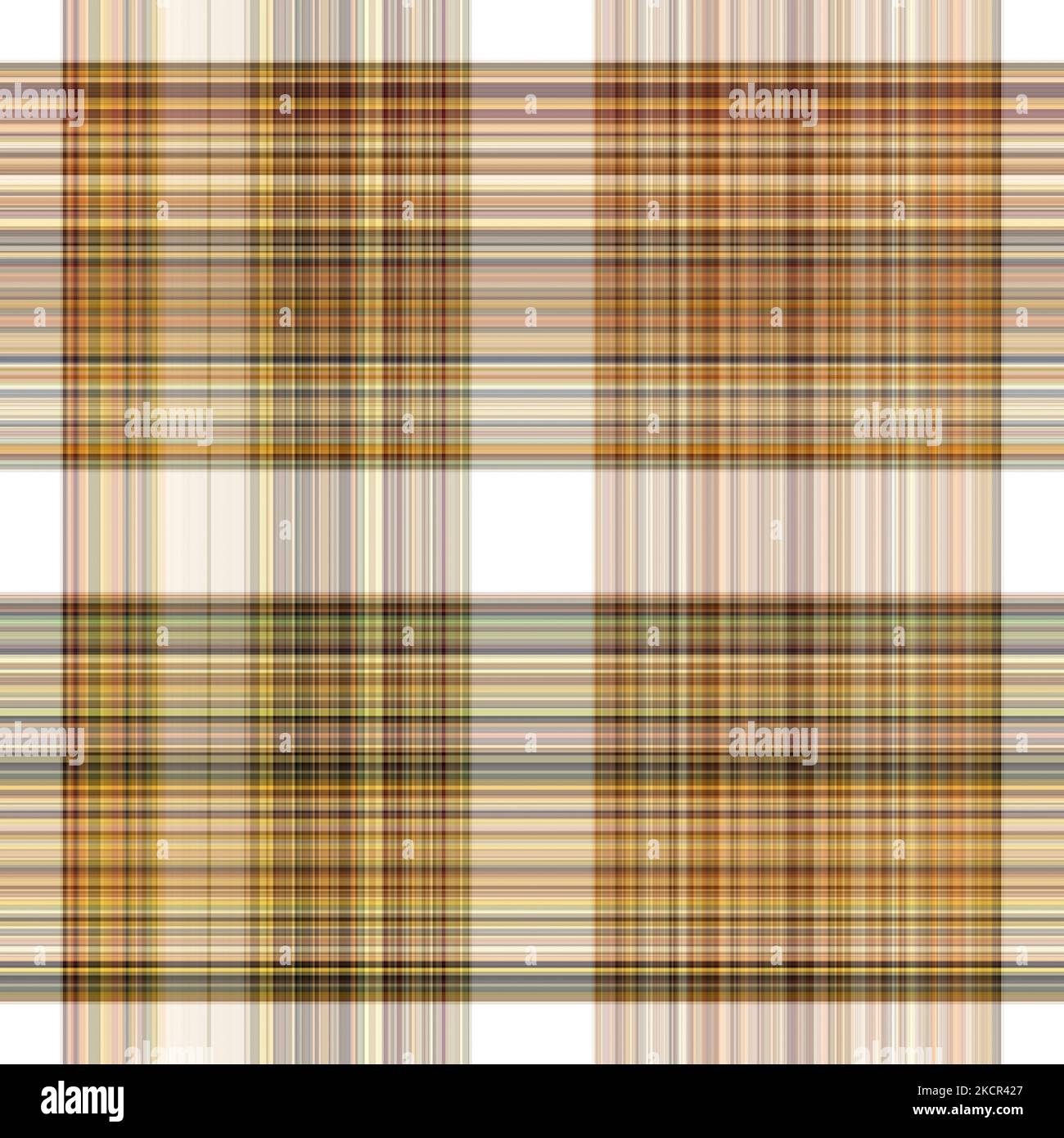 Tissu écossais blanc forêt à motif sans couture. Motif écossais de forêt automnale ton sur ton avec texture organique. Arrière-plan de bande orange pour papier peint rugueux. Banque D'Images