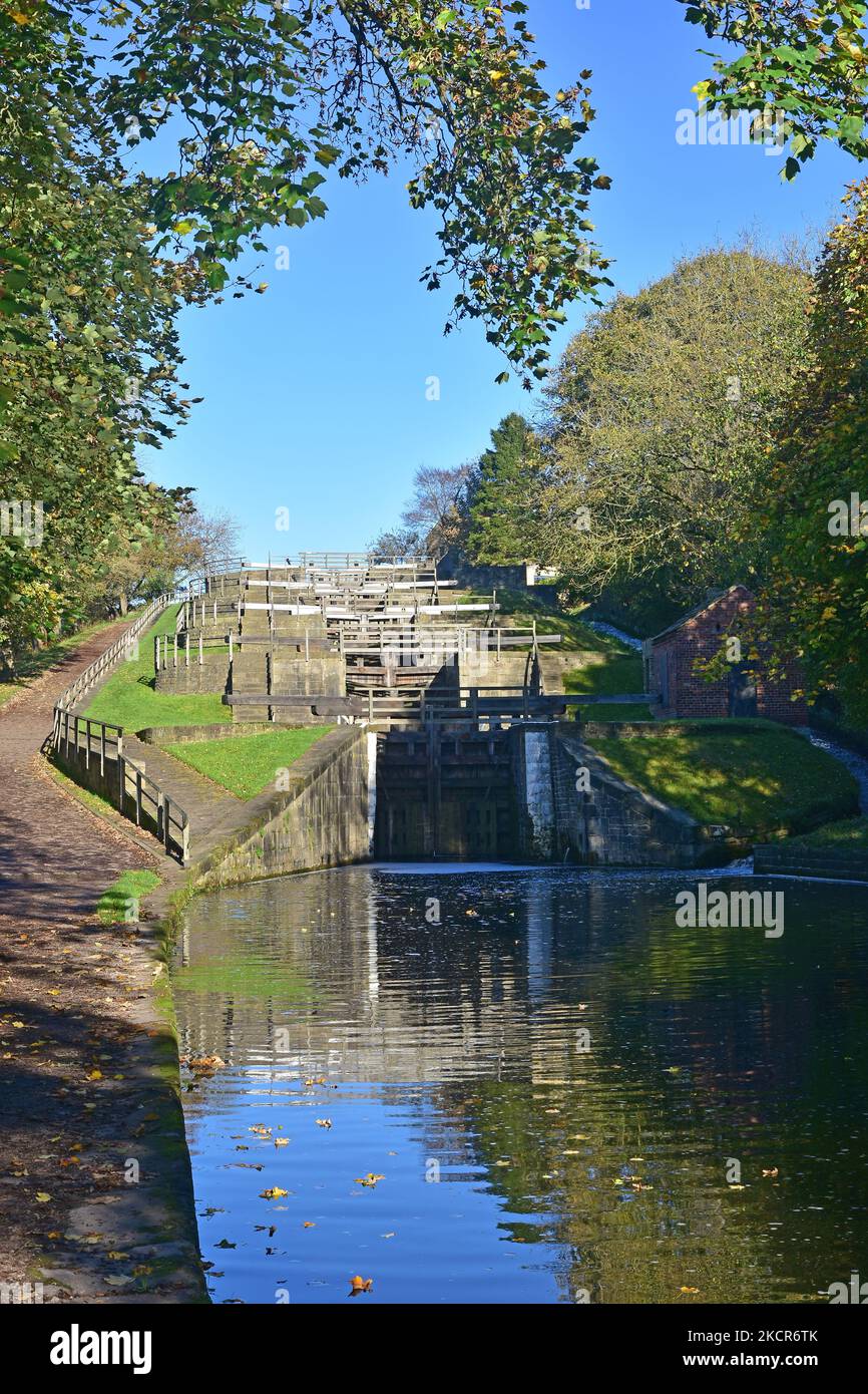 Prends cinq écluses, Bingley, West Yorkshire en automne Banque D'Images