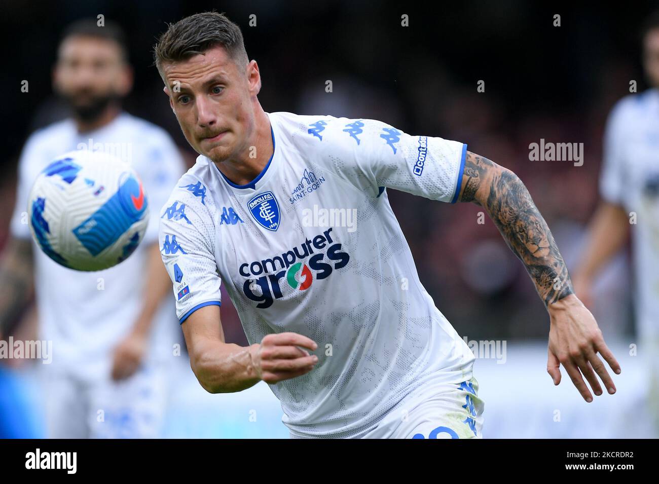 Andrea Pinamonti du FC Empoli pendant la série Un match entre le US Salerntana 1919 et le FC Empoli au Stadio Arechi, Salerno, Italie, le 23 octobre 2021. (Photo de Giuseppe Maffia/NurPhoto) Banque D'Images