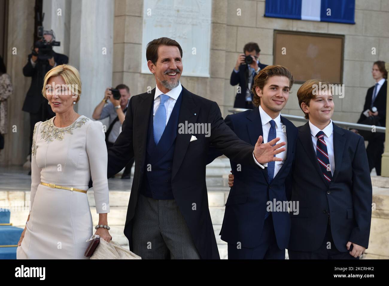 La princesse Marie-Chantal (1st L), le prince héritier Pavlos (2nd L), le prince Aristidis