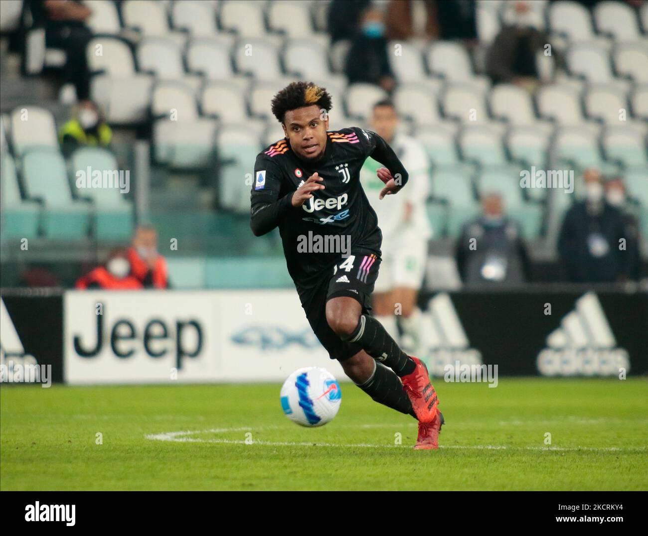 Weston Mckennie (Juventus FC) lors de la série italienne Un match de football entre Juventus FC et US Sassuolo sur 27 octobre 2021 au stade Allianz de Turin, Italie (photo de Nderim Kaceli/LiveMedia/NurPhoto) Banque D'Images