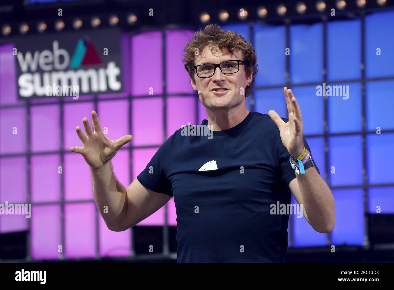 Paddy Cosgrave, PDG irlandais du Sommet du Web, s'exprime lors du Sommet du Web 2021 à Lisbonne, au Portugal, sur 1 novembre 2021. Le Sommet Web 2021, l'un des plus grands événements mondiaux en matière de technologie, d'innovation et d'entrepreneuriat, se tiendra à Lisbonne de 1 novembre à 4th, après que l'édition de l'année dernière ait été entièrement en ligne en raison de la pandémie de COVID-19. (Photo par Pedro Fiúza/NurPhoto) Banque D'Images