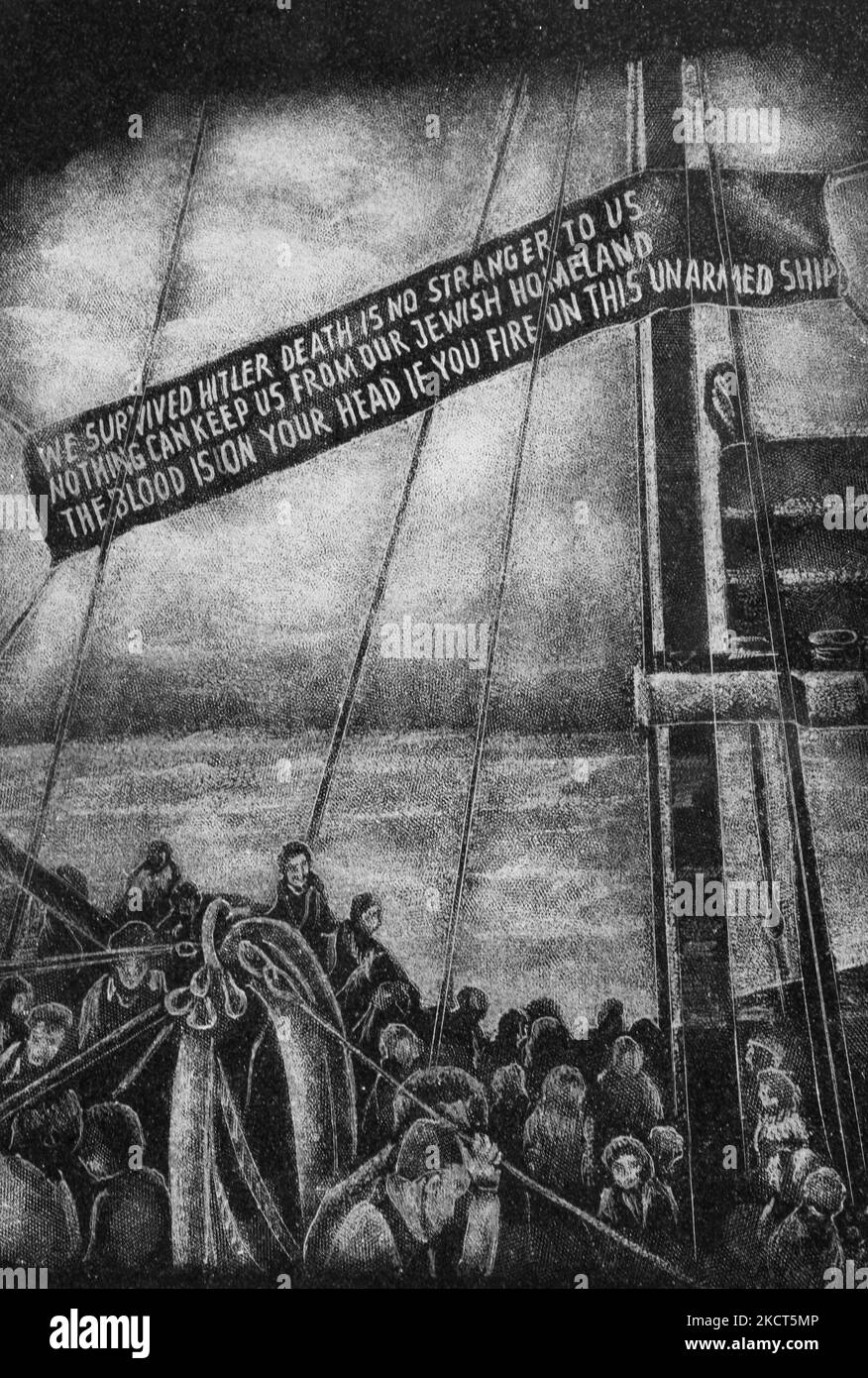 Gravure au Mémorial de l'Holocauste à Toronto, au Canada, représentant des Juifs sur un navire à destination d'Israël après la deuxième guerre mondiale. (Photo de Creative Touch Imaging Ltd./NurPhoto) Banque D'Images