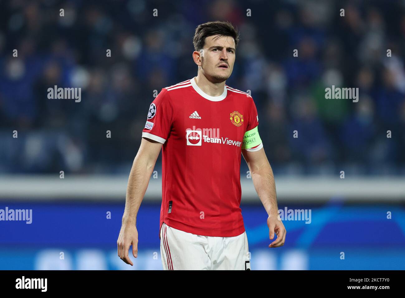 Harry Maguire (Manchester United) lors du match de football de la Ligue des champions de l'UEFA Atalanta BC contre Manchester United sur 02 novembre 2021 au stade Gewiss de Bergame, Italie (photo de Francesco Scaccianoce/LiveMedia/NurPhoto) Banque D'Images