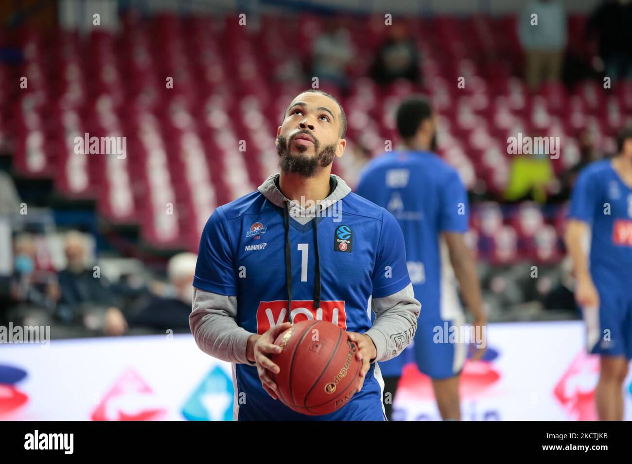 Justin Cobbs (Buducnost Voli Podgorica) pendant le championnat de basket-ball Eurocup Umana Reyer Venezia vs Buducnost Voli Podgorica sur 09 novembre 2021 au Palasport Taliercio à Venise, Italie (photo de Mattia Radoni/LiveMedia/NurPhoto) Banque D'Images