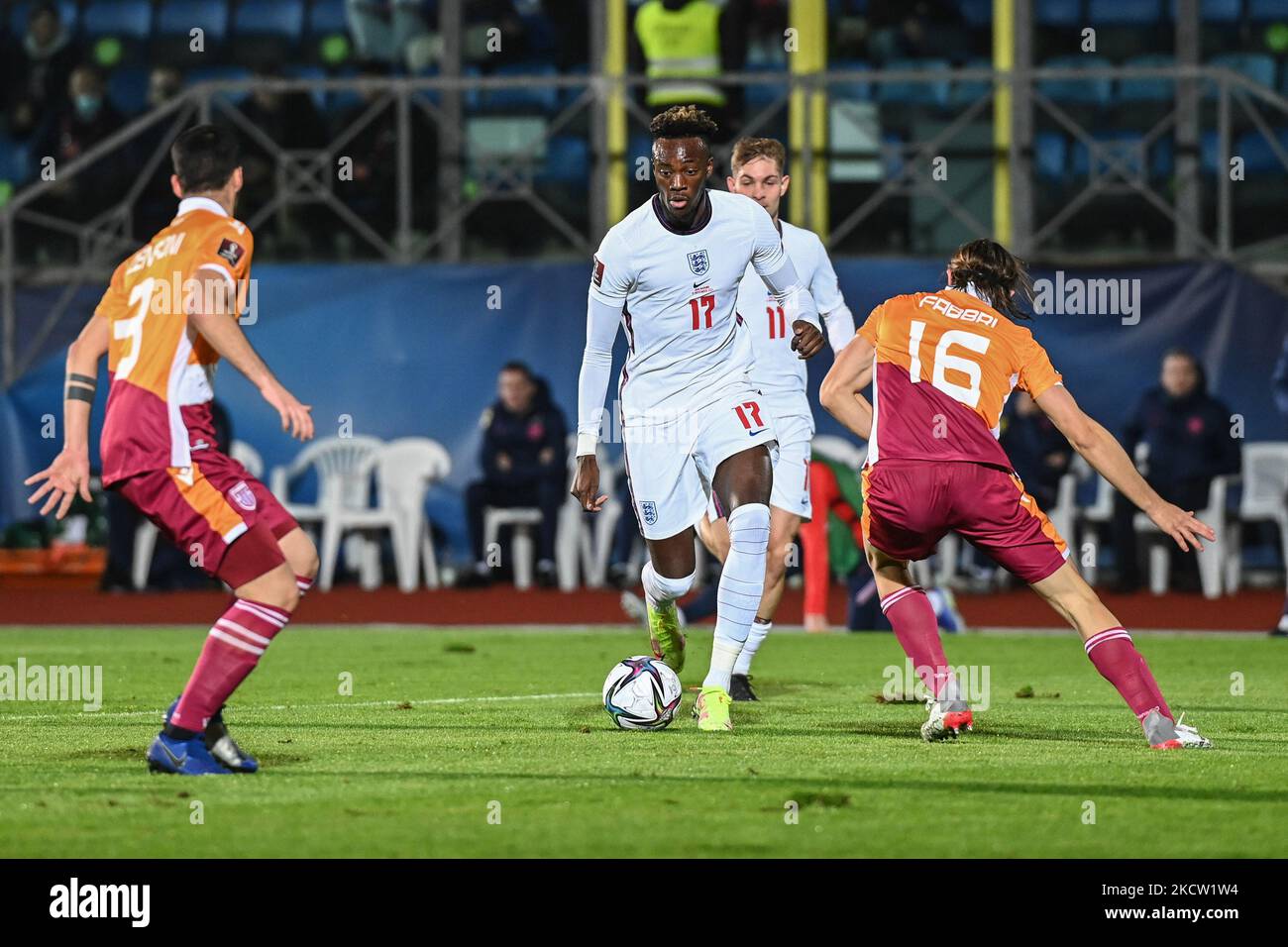 Tammy Abraham en action pendant la coupe du monde de la FIFA Centre de tennis panaméricain sur 15 novembre 2021 au stade de Saint-Marin à Saint-Marin, République de Saint-Marin (photo de Gianluca Ricci/LiveMedia/NurPhoto) Banque D'Images