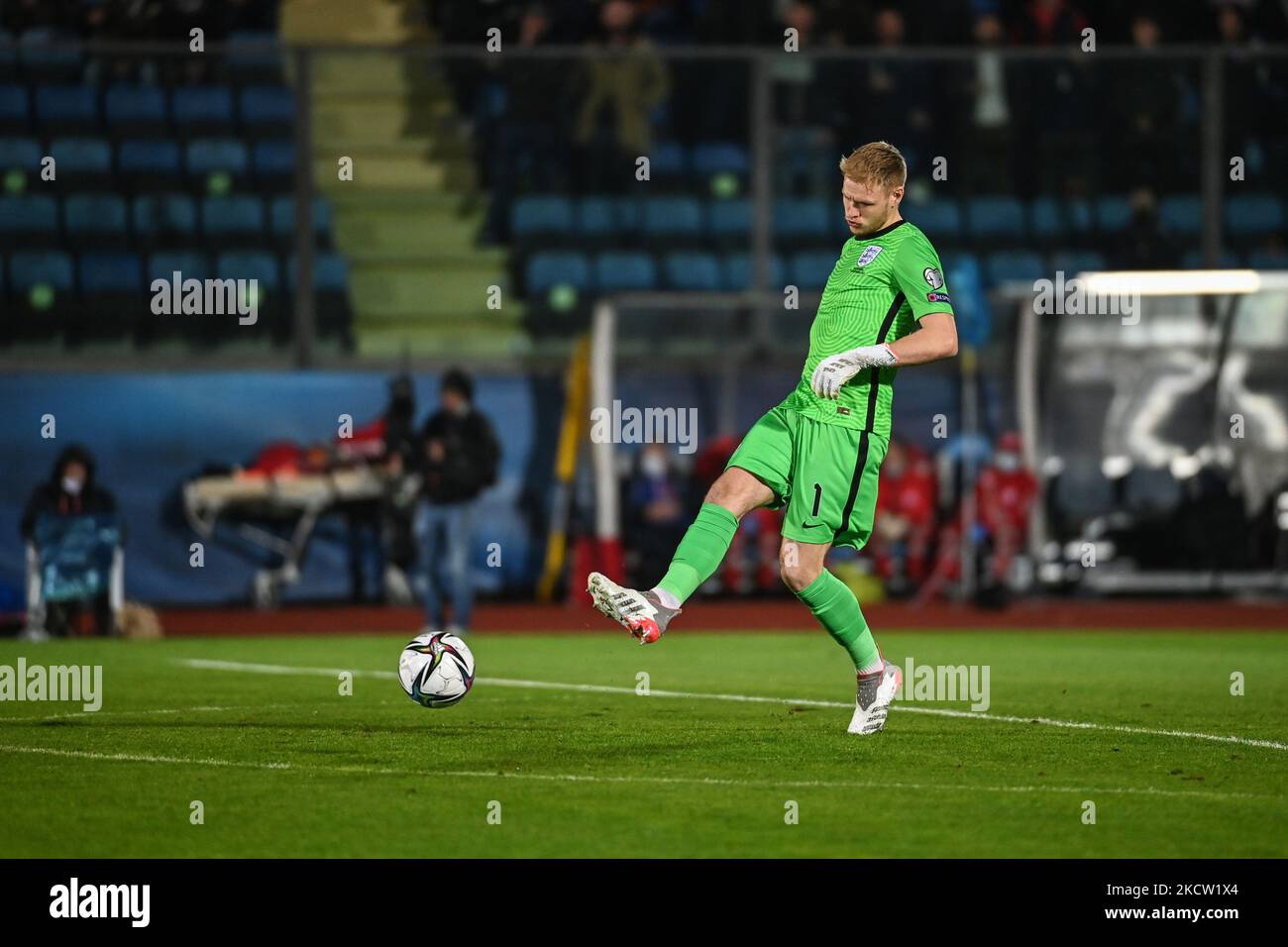 Aaron Ramsdale pendant la coupe du monde de la FIFA Centre de tennis panaméricain sur 15 novembre 2021 au stade de Saint-Marin à Saint-Marin, République de Saint-Marin (photo de Gianluca Ricci/LiveMedia/NurPhoto) Banque D'Images