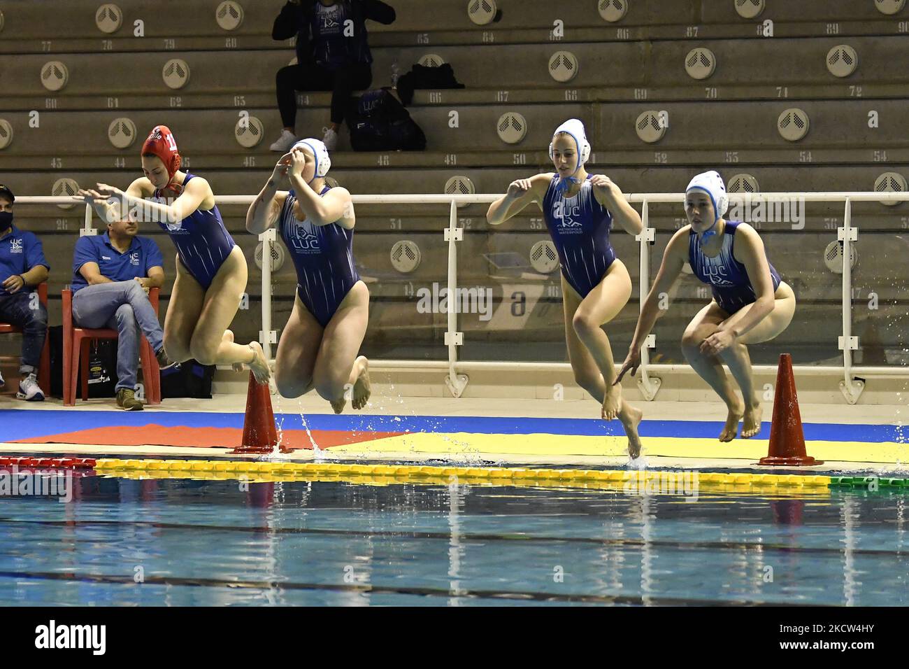 En action pendant le Waterpolo Euro League Women, Groupe B, jour 1 entre Lille UC et Sirens Malte à Polo Natatorio, 18th novembre 2021 à Rome, Italie. (Photo de Domenico Cippitelli/LiveMedia/NurPhoto) Banque D'Images