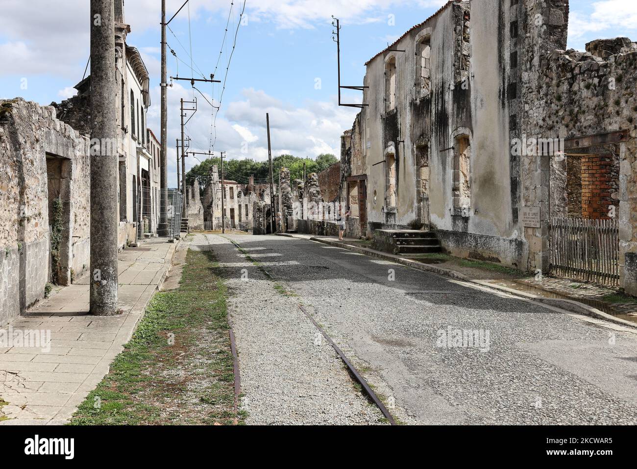 Les vestiges du village d'Oradour-sur-Glane où 643 hommes femmes et enfants ont été assassinés par les nazis le 10th juin 1944, haute-Vienne, France Banque D'Images