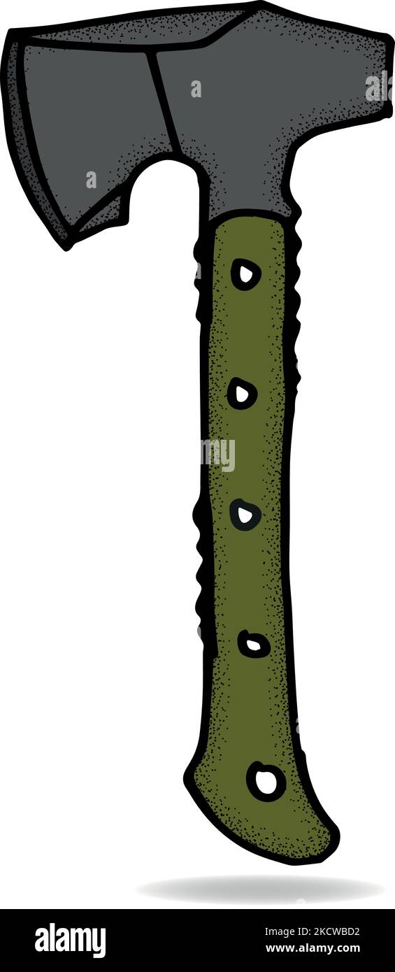 Une hache avec une poignée verte pour tomber des arbres Illustration de Vecteur