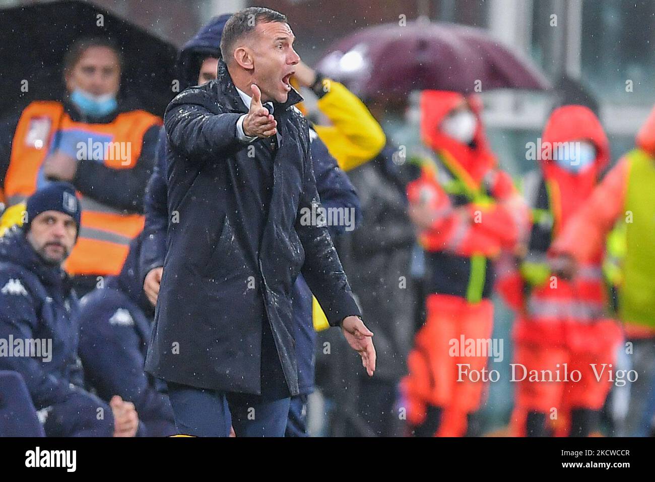 Andriy Shevchenko (Gênes) pendant le football italien série A match Gênes CFC vs AS Roma on 21 novembre 2021 au stade Luigi Ferraris de Gênes, Italie (photo de Danilo Vigo/LiveMedia/NurPhoto) Banque D'Images