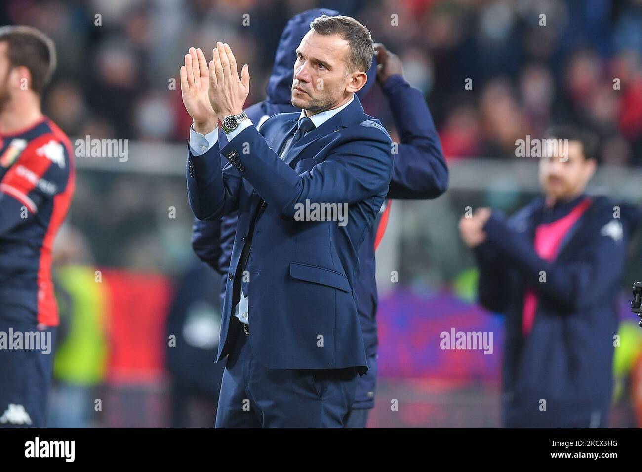 Andriy Shevchenko (Gênes) pendant le football italien série A match Gênes CFC contre AC Milan sur 01 décembre 2021 au stade Luigi Ferraris de Gênes, Italie (photo de Danilo Vigo/LiveMedia/NurPhoto) Banque D'Images