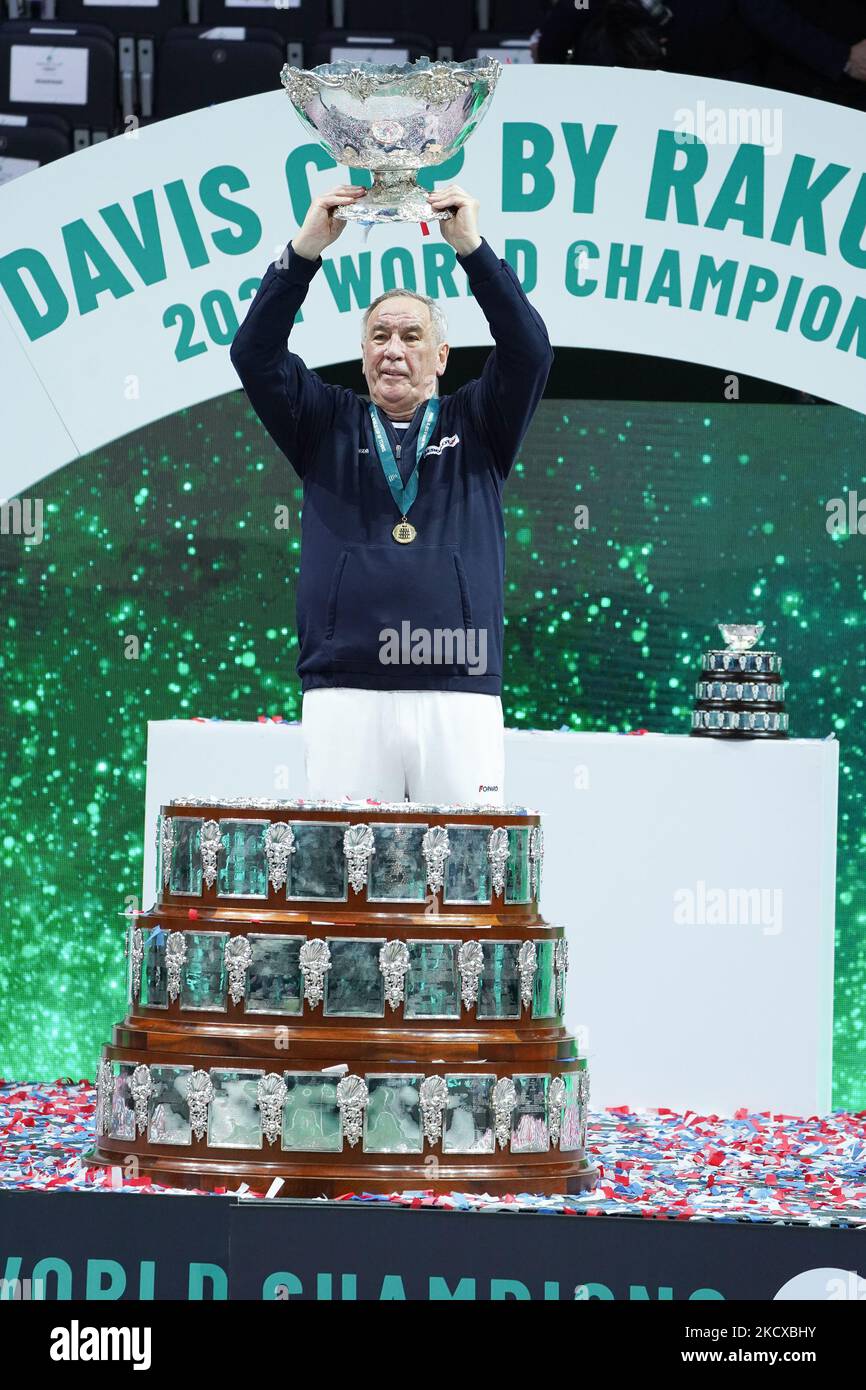 Capitaine Shamil Tarpischev de la Fédération de tennis russe lors de la finale de la coupe Davis entre la Fédération de tennis russe et la Croatie au pavillon de l'Arena de Madrid sur 05 décembre 2021 à Madrid, Espagne (photo d'Oscar Gonzalez/NurPhoto) Banque D'Images