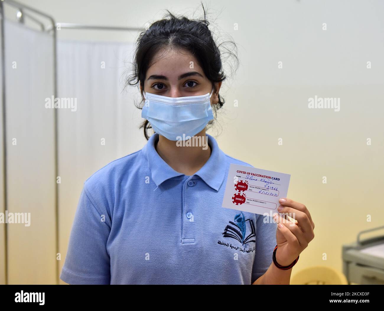 Vaccination contre le coronavirus pour les étudiants âgés de 12 ans et plus à Beyrouth, Liban, on 6 décembre 2021. (Photo par Fadel Itani/NurPhoto) Banque D'Images