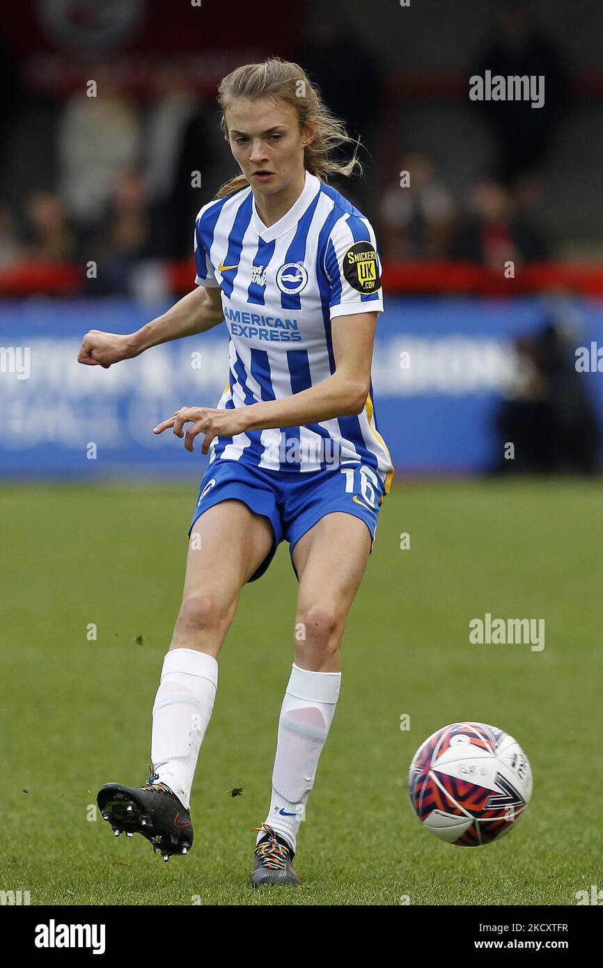 Ellie Brazil de Brighton & Hove Women pendant la Super League Barclays FA Woman entre Brighton et Hove Albion et Manchester United au People's Pension Stadium, Crawly, le 12th décembre 2021 (photo par action Foto Sport/NurPhoto) Banque D'Images