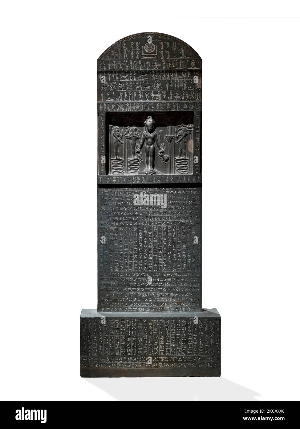 Stela magique (Cippus de Horus) 360–343 C.-B. période tardive Banque D'Images