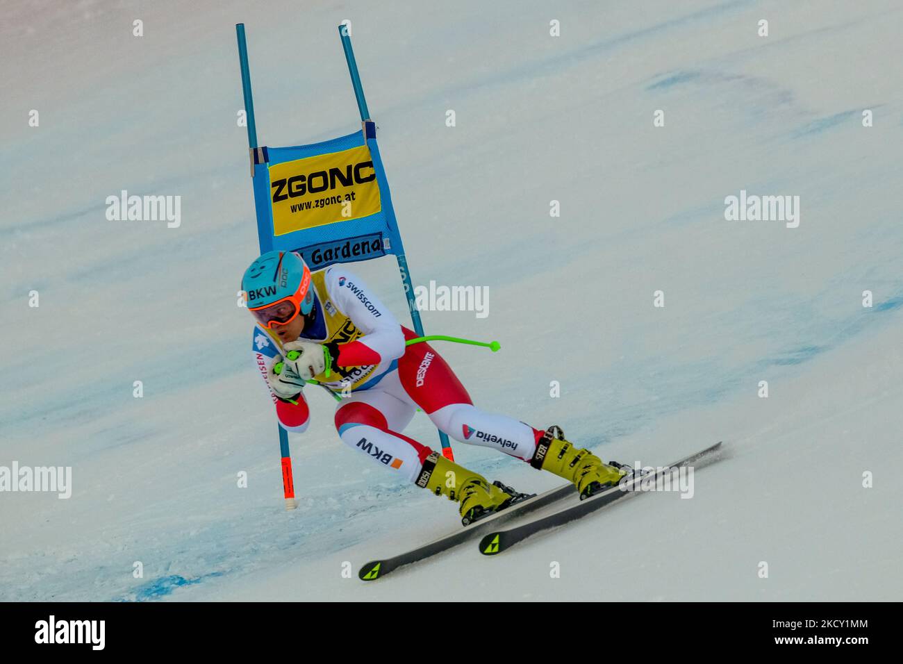 Stefan Rogentin (SUI) pendant la course de ski alpin coupe du monde de ski 2021 FIS - hommes et#39; Super-G sur 17 décembre 2021 au Saslong à Val Gardena, Italie (photo de Roberto Tommasini/LiveMedia/NurPhoto) Banque D'Images