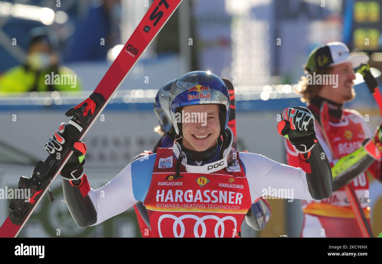 ODERMATT Marco (SUI) deuxième place lors de la course de ski alpin coupe du monde de ski 2021 FIS - Men&#39;s Slalom géant sur 19 décembre 2021 au Gran Risa à Alta Badia, Italie (photo de Sergio Bisi/LiveMedia/NurPhoto) Banque D'Images