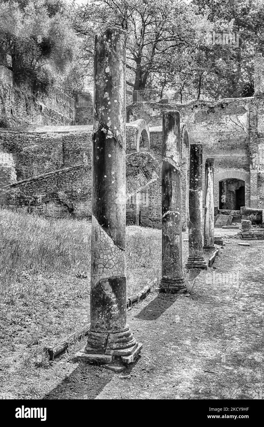 Ruines romaines de Villa Adriana (Villa d'Hadrien), Tivoli, Italie Banque D'Images