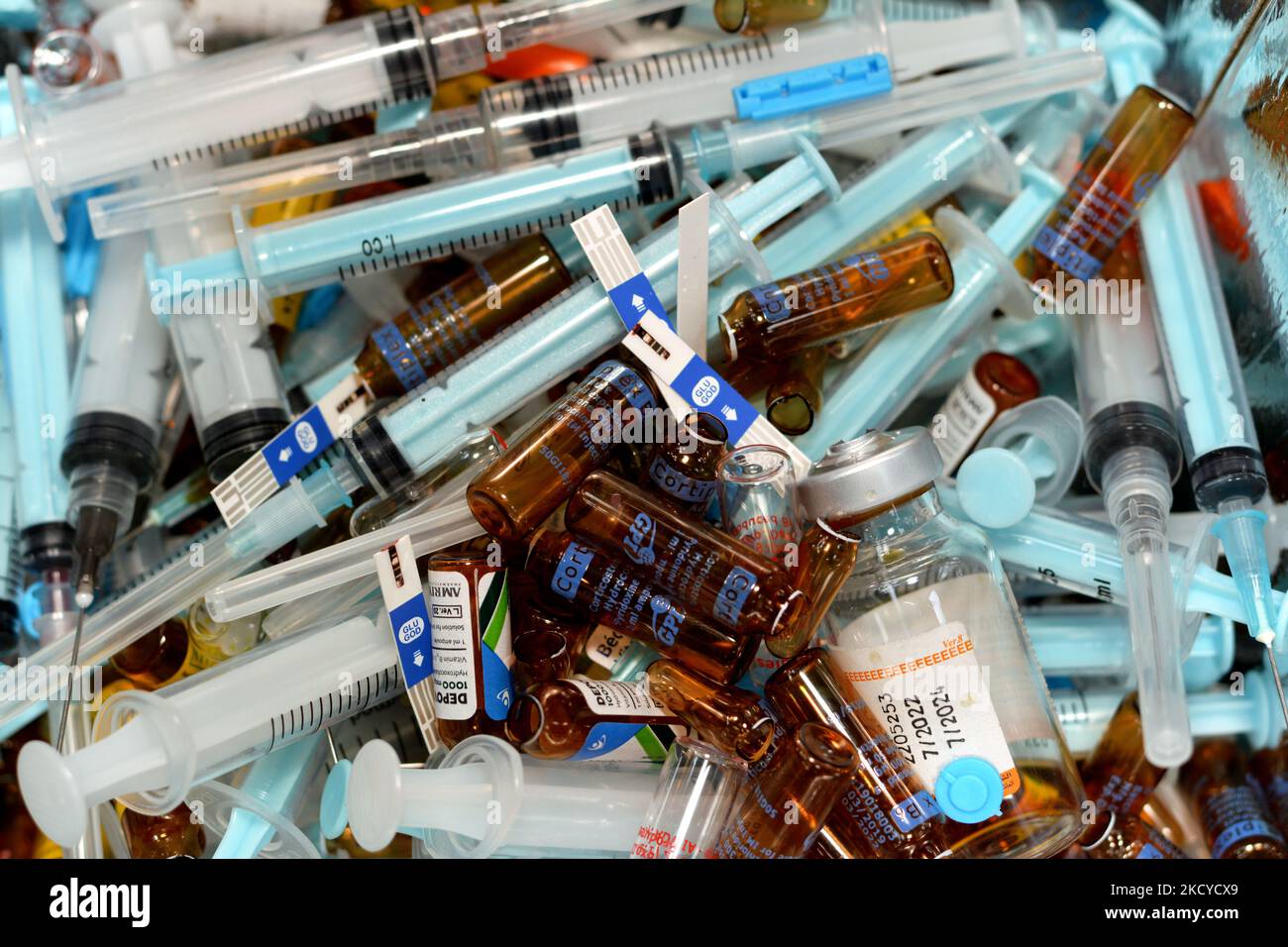 Le Caire, Egypte, 29 octobre 2022 Déchets médicaux d'aiguilles