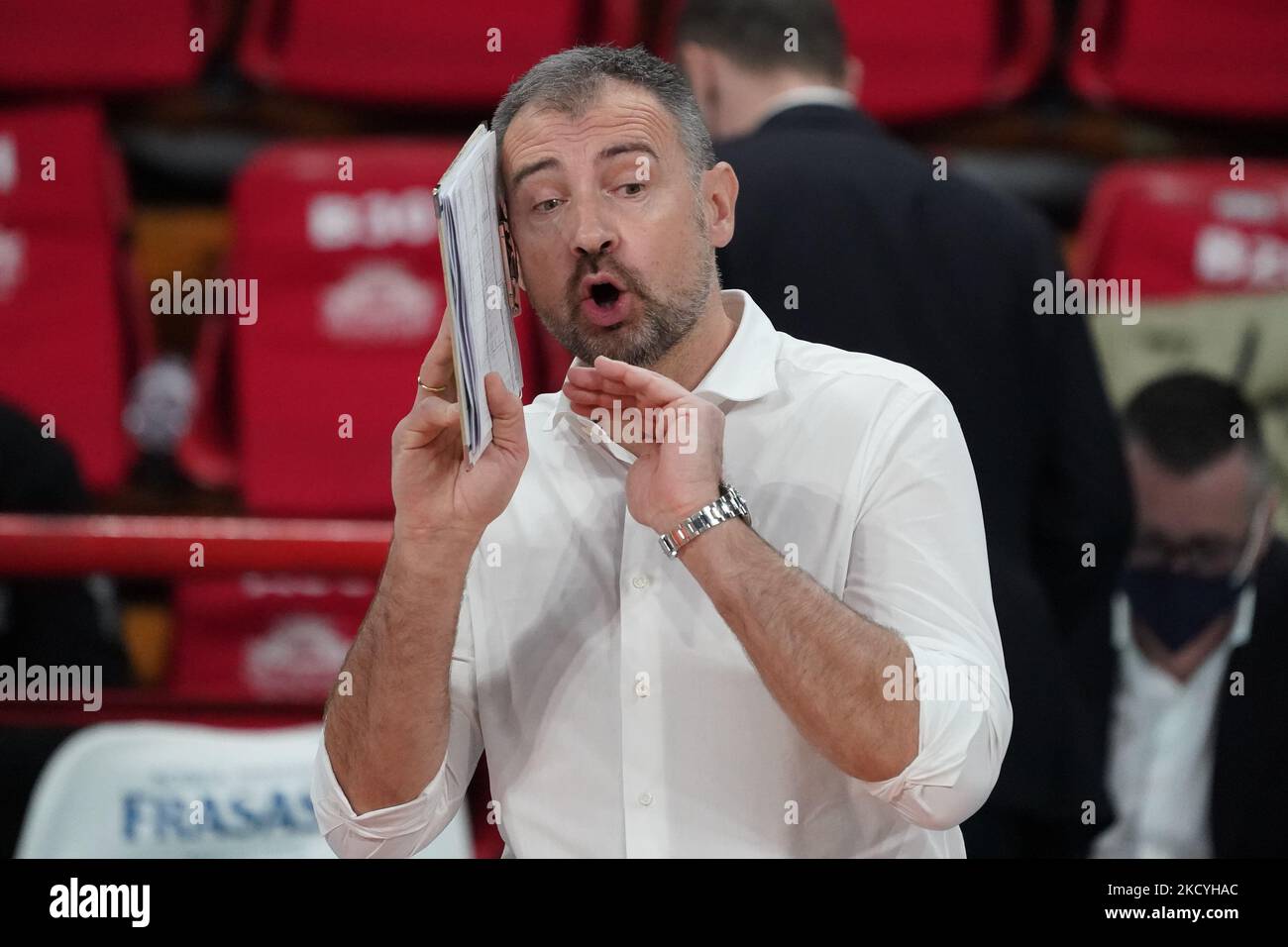 Stoytchev radostin (1Â° allenatore verona volley) pendant le Volleyball Italien Serie A Men SuperLeague Championship Sir Safety Conad Pérouse vs Volley Verona sur 29 décembre 2021 au PalaBarton à Pérouse, Italie (photo de Loris Cerquiglini/LiveMedia/NurPhoto) Banque D'Images