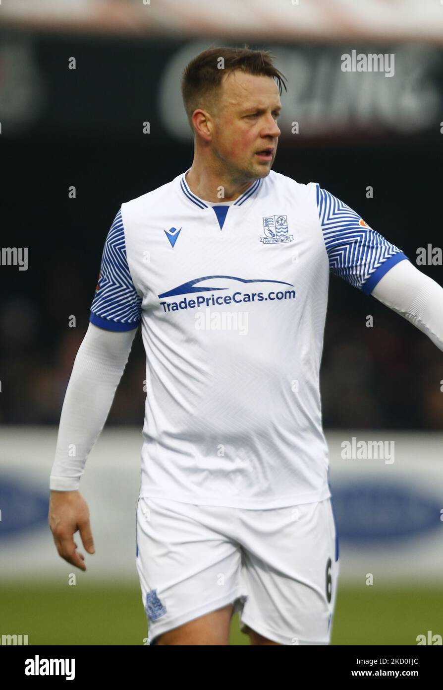 Josh Coulson de Southend United lors du FA Trophy quatrième tour entre Dagenham et Redbridge et Southend United à Victoria Road, Dagenham, Royaume-Uni, le 15th janvier 2022 (photo par action Foto Sport/NurPhoto) Banque D'Images