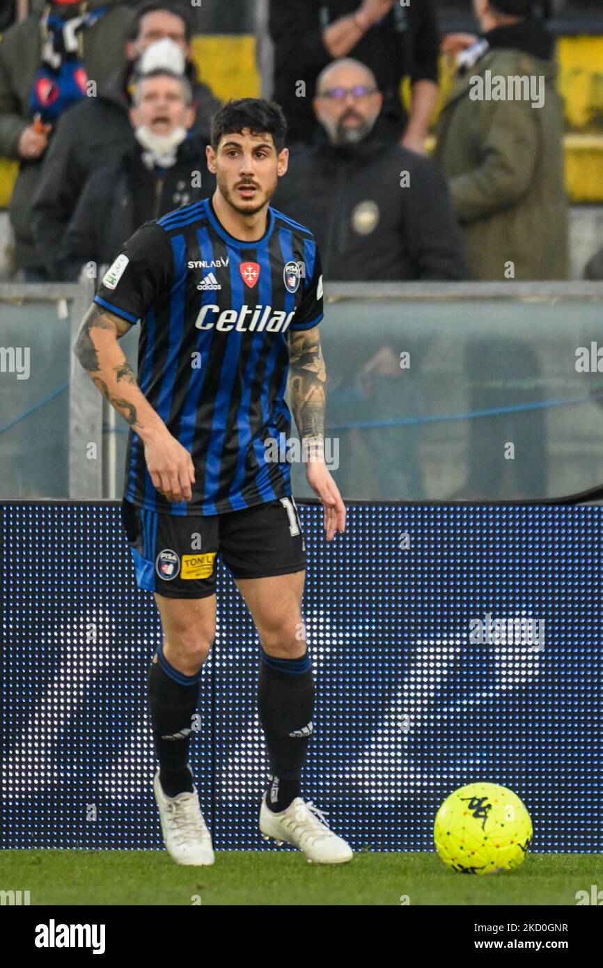 Giuseppe Mastinu (Pise) pendant le match de football italien série B AC Pise vs Frosinone Calcio sur 15 janvier 2022 à l'Arena Garibaldi à Pise, Italie (photo de Fabio Fagiolini/LiveMedia/NurPhoto) Banque D'Images