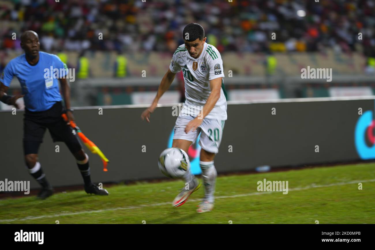 Youcef Atal d'Algérie pendant l'Algérie contre la Guinée équatoriale, coupe africaine des nations, au stade Ahmadou Ahidjo sur 16 janvier 2022. (Photo par Ulrik Pedersen/NurPhoto) Banque D'Images