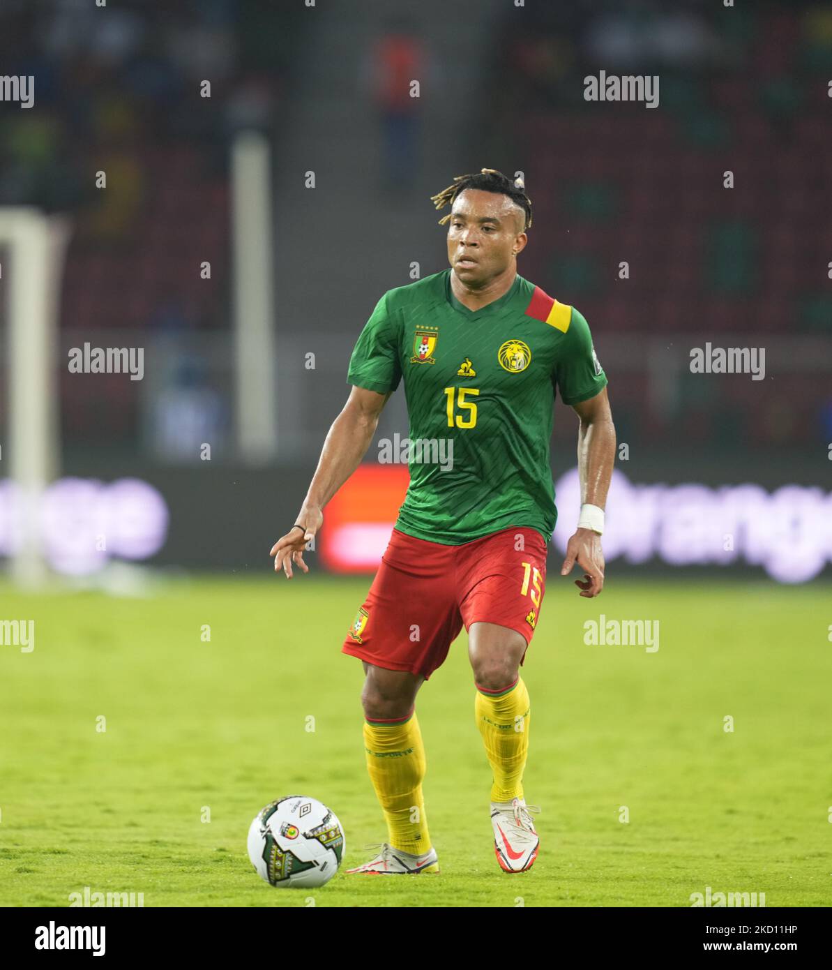 Pierre Kunde du Cameroun pendant le Cameroun contre le Burkina Faso, coupe africaine des Nations, au stade Paul Biya sur 9 janvier 2022. (Photo par Ulrik Pedersen/NurPhoto) Banque D'Images