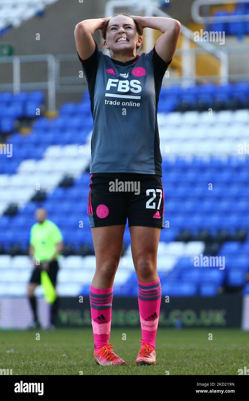 Shannon O'Brien de Leicester City réagit lors du match de la Barclays FA Women's Super League entre Birmingham City et Leicester City à St Andrews, Birmingham, le dimanche 6th février 2022. (Photo de Kieran Riley/MI News/NurPhoto) Banque D'Images
