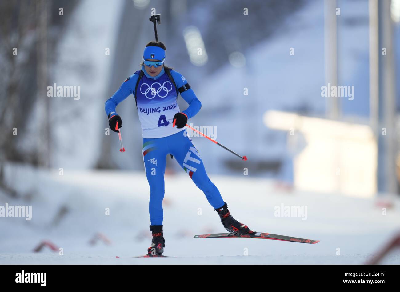 Dorothea Wierer d'Italie pendant le biathlon aux Jeux Olympiques d'hiver de 2022 à Beijing au parc de neige de Zhangjiakou Genting à 7 février 2022 à Zhangjiakou, en Chine. (Photo par Ulrik Pedersen/NurPhoto) Banque D'Images