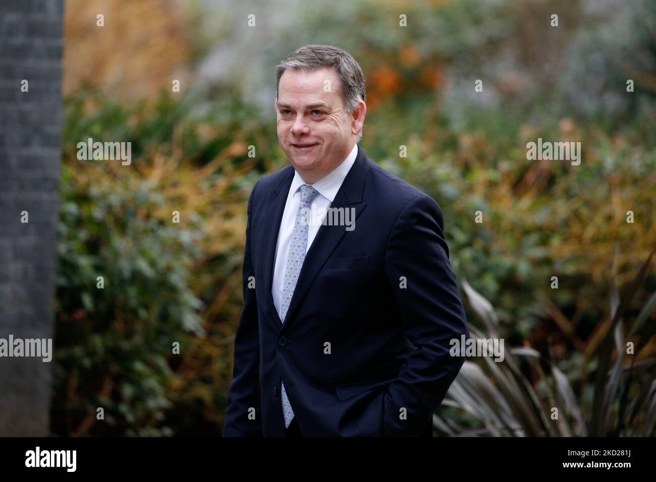 Le ministre britannique sans portefeuille Nigel Adams, député conservateur de Selby et Ainsty, se promène dans Downing Street à Londres, en Angleterre, sur 9 février 2022. (Photo de David Cliff/NurPhoto) Banque D'Images