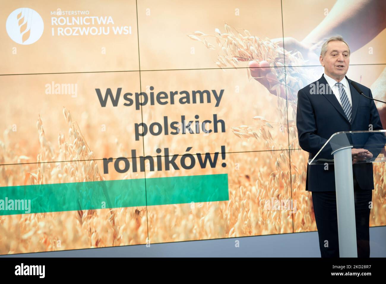 Conférence de presse du Vice-Premier Ministre, Ministre de l'agriculture Henryk Kowalczyk, au Ministère de l'agriculture et du développement rural à Varsovie (Pologne), le 9 février 2022 (photo de Mateusz Wlodarczyk/NurPhoto) Banque D'Images