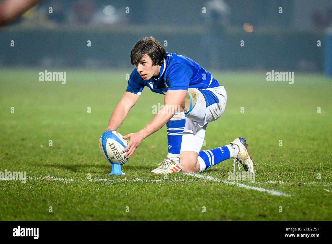 Teneggi Nicolo (Italie) prêt pour le coup de pied libre pendant le match de rugby six Nations 2022 six Nations de moins de 20 ans - Italie contre Angleterre sur 11 février 2022 au stade Monigo à Trévise, Italie (photo par Ettore Griffoni/LiveMedia/NurPhoto) Banque D'Images