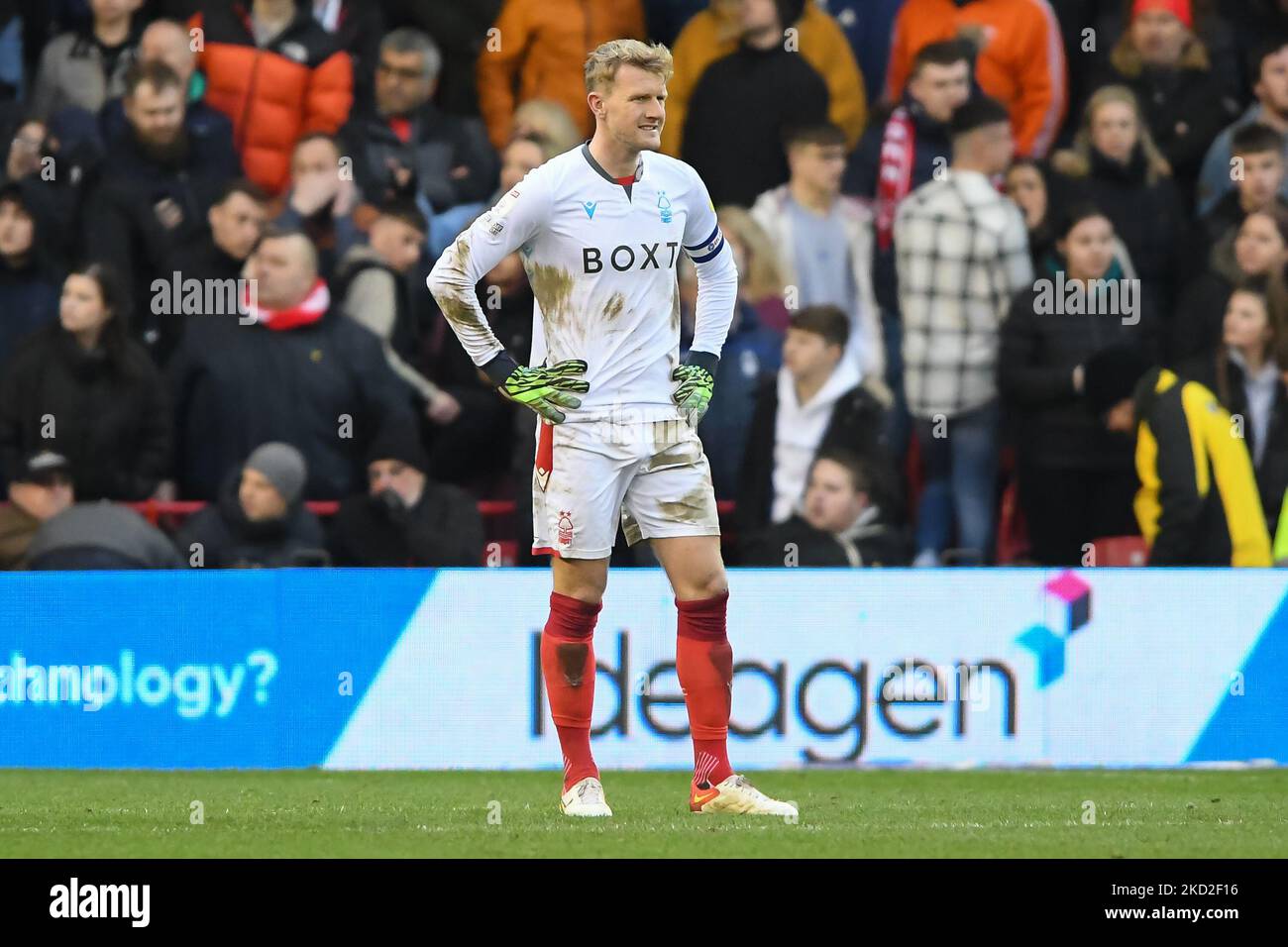 Joe Worrall de la forêt de Nottingham lors du match de championnat Sky Bet entre la forêt de Nottingham et Stoke City au City Ground, Nottingham, le samedi 12th février 2022. (Photo de Jon Hobley/MI News/NurPhoto) Banque D'Images